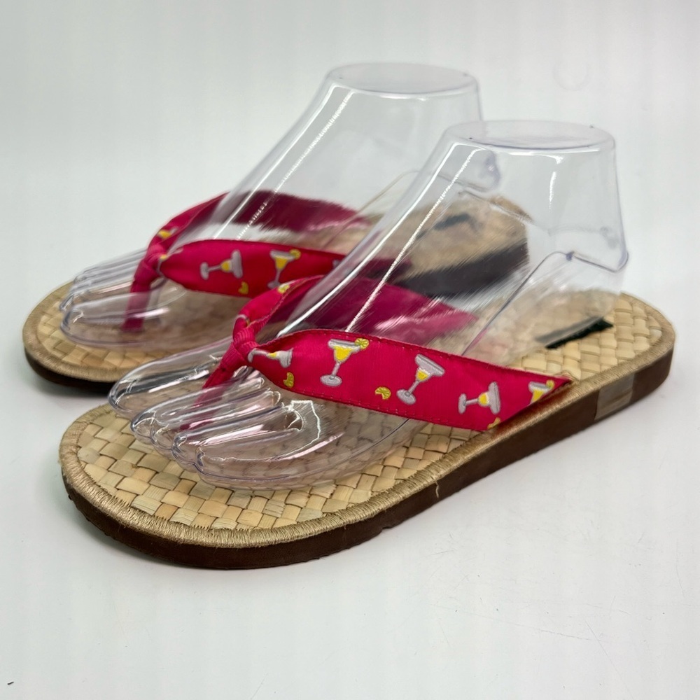 J. Crew pink and yellow margarita thong flip flops size 7 seven